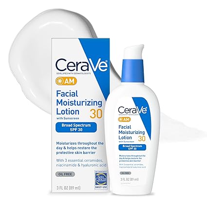 CeraVe AM SPF 30 Oil-Free Moisturizing Lotion 3 oz for daily face hydration