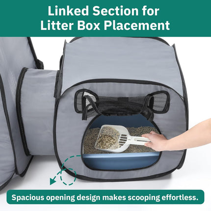 PawHaven RefugioPata Cat Playpen with Separate Litter Box Area, Large Foldable Waterproof Cat Tent — Pet Supplies