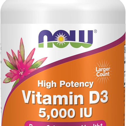 NOW Foods Vitamin D-3 5000 IU — 240 Softgels, High Potency - view 1