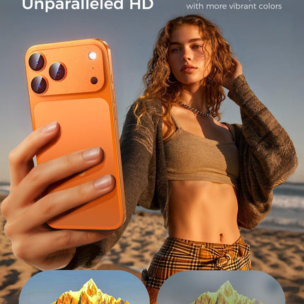 2 Pack Orange Full-Coverage Camera Lens Protector for 17 Pro Max