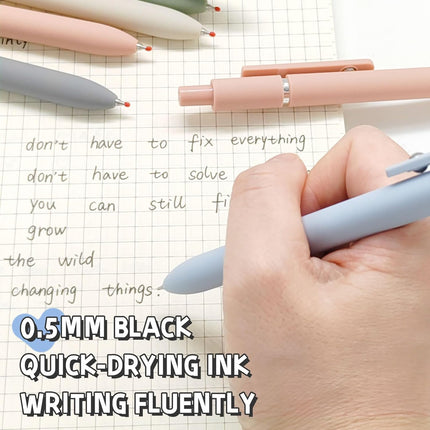 5-Piece 0.5mm Black Ink Gel Rollerball Pen Set, Morandi