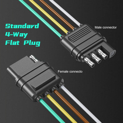 80 Inch 4 Way Flat Trailer Connector Harness Extension, 16AWG 4 Pin Plug Trailer Wire Extender