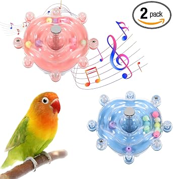 2-Piece Colorful Bird Spinner Toy Set, Blue and Pink