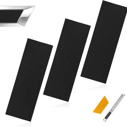 3-Piece Black Carbon Fiber Universal Emblem Overlay Decal Set