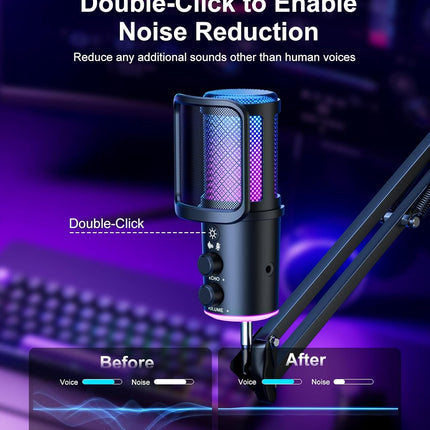 Gaming USB Condenser Microphone with Boom Arm