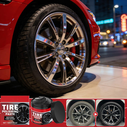 2-Piece Tire Shine Dressing Paste with Sponge for Wet Gloss Finish
