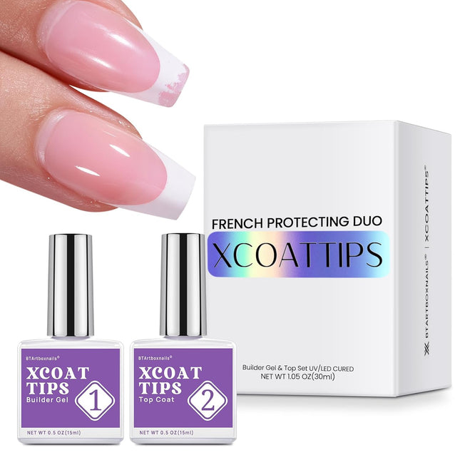 French Tip Protecting Builder Gel and Top Coat Duo