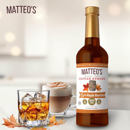 Maple Bourbon Sugar-Free Coffee Syrup, Non-Alcoholic, 33.8 oz