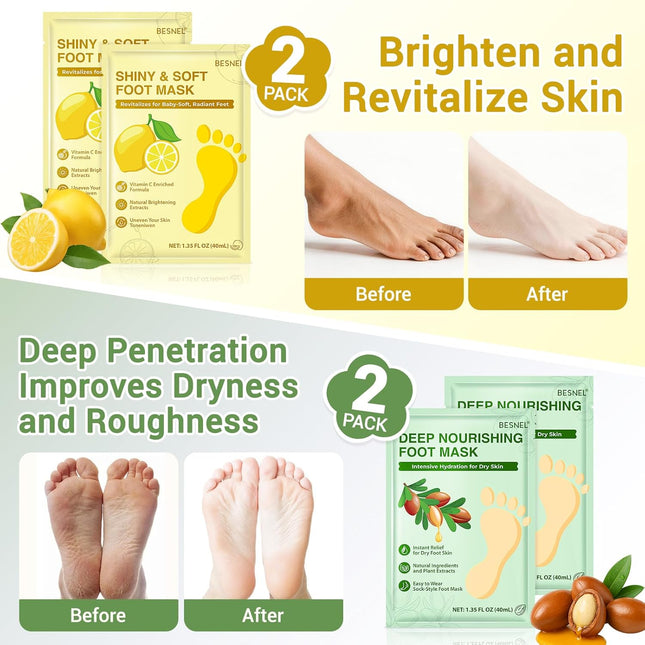 8 Pack Moisturizing Foot Mask Socks for Dry Cracked Feet