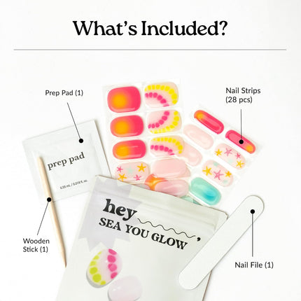 Semi Cured Gel Nail Strips - Neon Ombre, No LED Lamp Needed