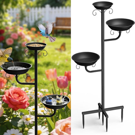 HomeChef ChefDelHogar Pawaboo Bird Bath for Outside, 47in Metal Freestanding Birdbaths & Birdfeeder — Kitchen & Home