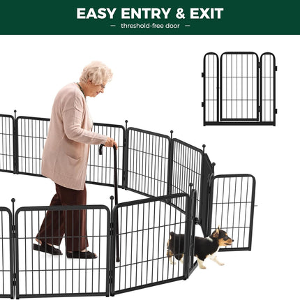 Rollick Unleashed Dog Playpen, 24-Inch 8-Panel, Black