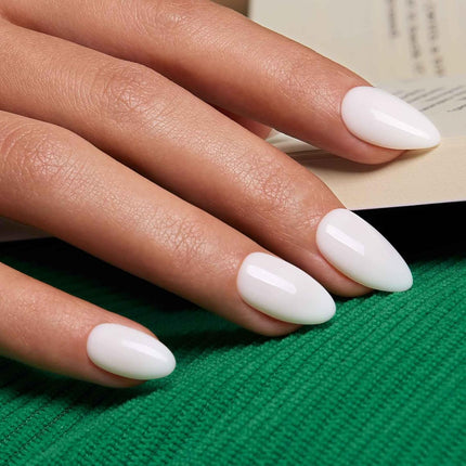 Short Almond Milky White Press On Nails Kit, Size S