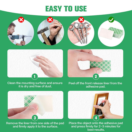 Double Sided Foam Tape Pads, 48 Pre-Cut Mounting Rectangles, 50 x 30mm