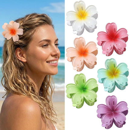 SourceToHome FuenteACasa SMKSL 6 Pcs Flower Hair Claw Clips for Women Hawaiian Large Hair Clips — Home & Lifestyle
