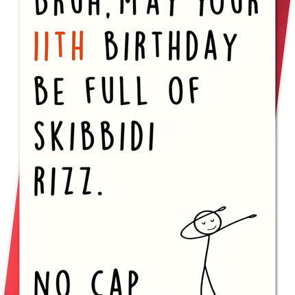 11th Birthday Card with Funny Gen Z Meme-Inspired Design
