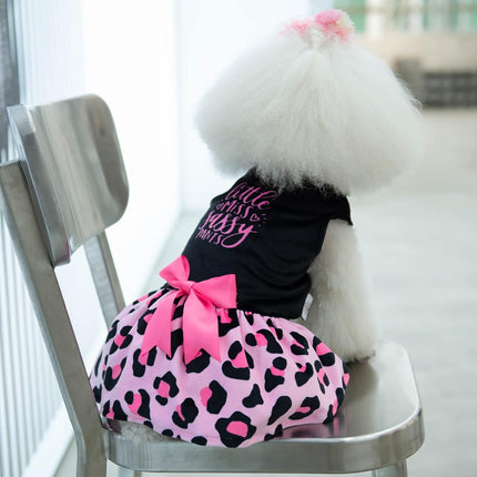 Little Miss Sassy Pants Pink Leopard Velvet Dog Dress