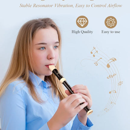 Soprano Recorder for Beginners and Kids, Baroque Style C Key, Brown ABS 3-Piece Set