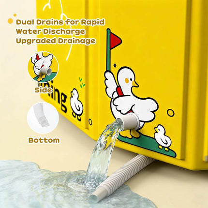Collapsible Baby Bathtub, Portable Toddler Bathtub with Dual Drain, Age 1-5
