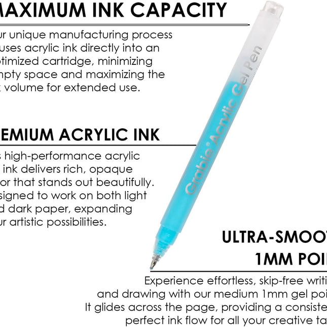 Acrylic Gel Pens Coloring Kit with Coloring Book, 12 Summer Colors