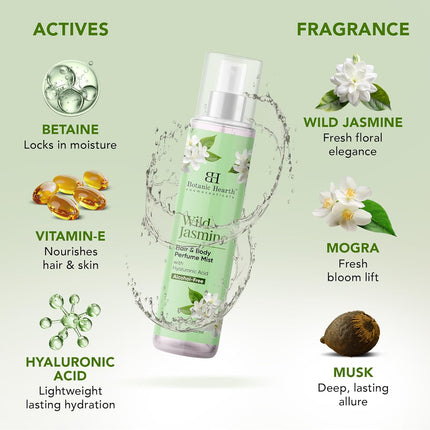 Jasmine Hair Perfume & Body Mist, Alcohol-Free Everyday Fresh Fragrance Spray, 3.4 fl oz