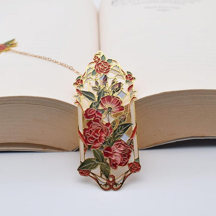 Red Rose Metal Bookmark Gift for Readers