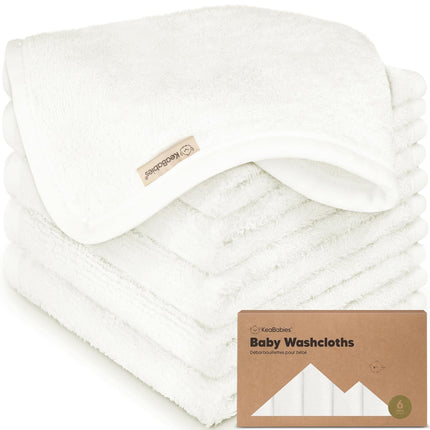 6-Pack Baby Washcloths - Soft Absorbent Viscose from Bamboo Towels, White, 10x10
