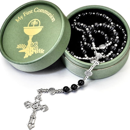 SourceToHome FuenteACasa Merroyal Glass Pearl First Communion Rosary with Chalice Centerpiece and — Home & Lifestyle
