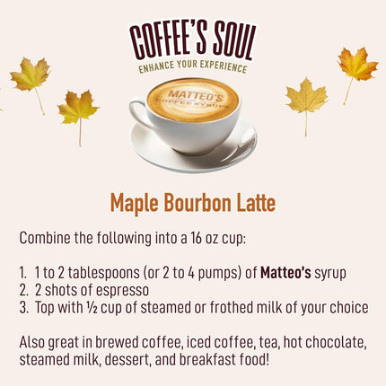 Maple Bourbon Sugar-Free Coffee Syrup, Non-Alcoholic, 33.8 oz