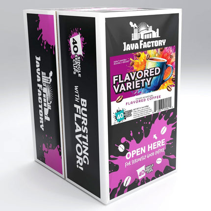 Flavored Coffee Pods Assorted Sampler Variety Pack, K Cup Brewer Compatible, 40 Count