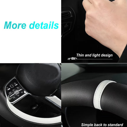Custom-Fit Black Nappa Leather Non-Slip Steering Wheel Cover