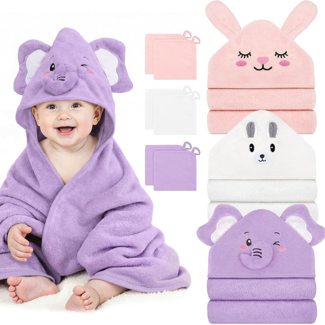 9-Piece Baby Bath Towel Set for Newborns, Infants, and Toddlers