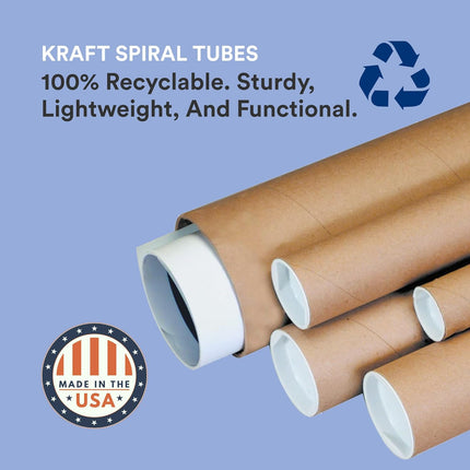 Cardboard Mailing Tubes with Caps, 3 x 36 in, Pack of 24