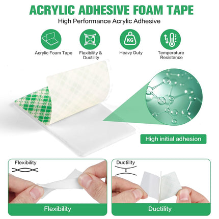 Double Sided Foam Tape Pads, 48 Pre-Cut Mounting Rectangles, 50 x 30mm