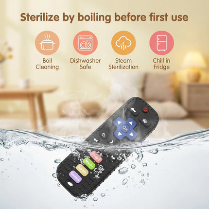 Baby Remote Control Sensory Teether, Black Silicone Chew Toy