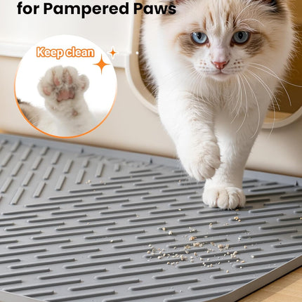47" x 37" Extra Large Grey Silicone Cat Litter Box Mat
