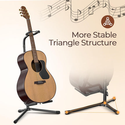 Adjustable Folding Guitar Stand for Electric, Classical Guitars and Bass, Black