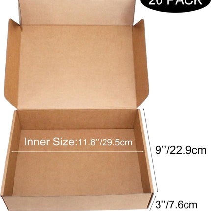 12x9x3 Brown Corrugated Shipping Boxes, 20-Pack