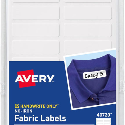 No-Iron Fabric Labels, 1/2" x 1-3/4", Washer and Dryer-Safe, 54 Total