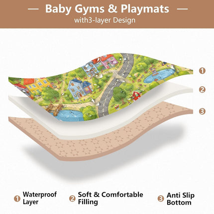 Cartoon City Road Baby Play Mat, 50 x 50 in, Foldable