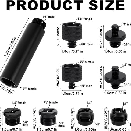 13-Piece Microphone Stand Adapter Screw Set with Extension Tube