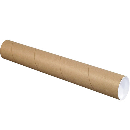 3" x 18" Kraft Mailing Tubes with Caps, Pack of 24