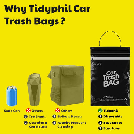 50-Pack Hanging Disposable Car Trash Bags, Leak-Proof Odor-Seal, 2 Gallon