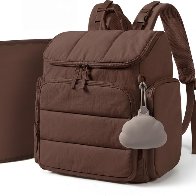 Coffee Diaper Bag Backpack with Changing Pad and Stroller Straps
