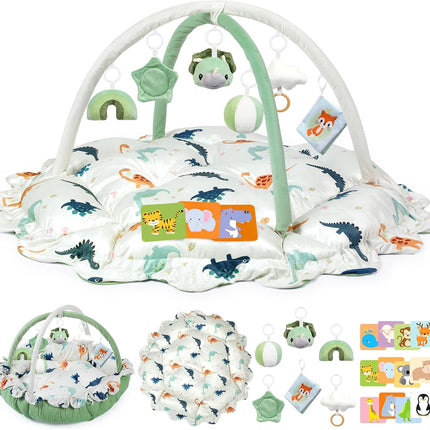 5-in-1 Baby Gym Play Mat with Dinosaur Cartoon Pattern