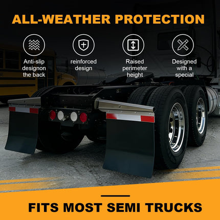 DriveForge ForjaRuta 24"x24" Black Polymer Mud Flaps with 24"x3" Reflective Tape — Auto & Moto