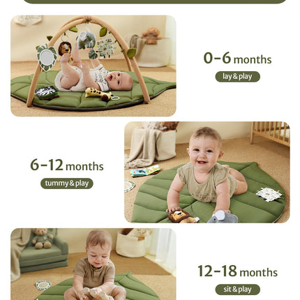 Oversize Leaf Shaped Baby Play Gym & Activity Mat with 6 Detachable Toys