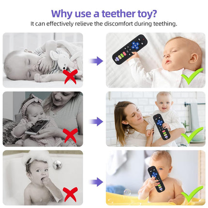 Baby Teether Toy, TV Remote Control Shape, Black, Ages 3-24 Months
