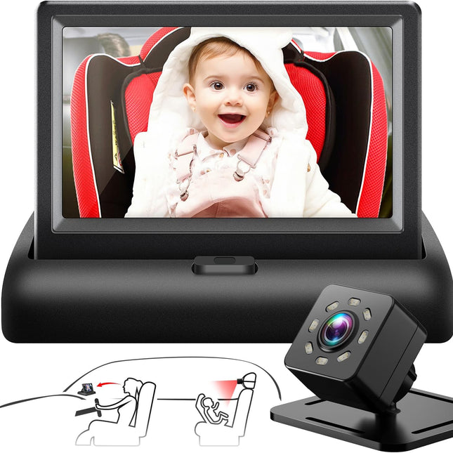 Baby Car Mirror with 4.3'' HD Night Vision Display