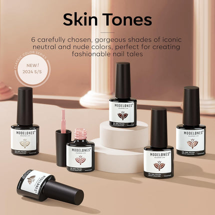 Nude Gel Nail Polish Set - 6 Neutral Milky White, Pink and Brown Colors